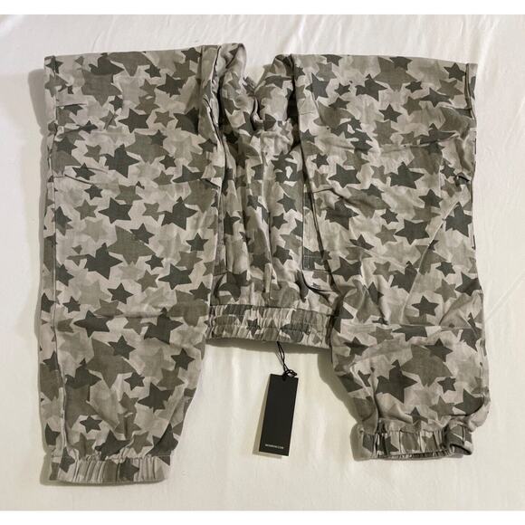 Monrow Joggers Women's Large NWT Star Camo Joggers Elastic Waist Green Tea - Picture 6 of 10